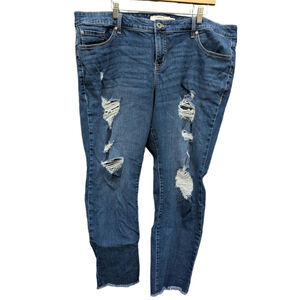 Torrid Plus Size Jeans Size 20 Distressed Boyfriend Cropped Grunge Western Denim